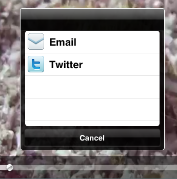 email and twitter menu